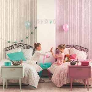 Kindezimmer Baum-Tapeten für Mädchen in rosa und perlmutt